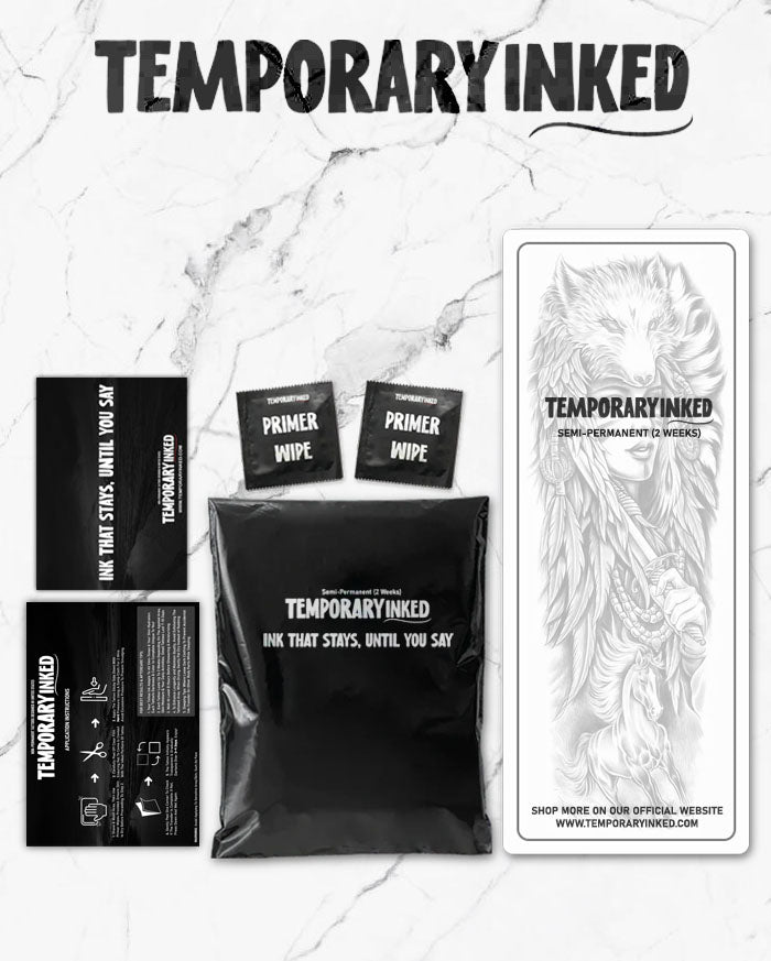 Your Order Includes - Packaging at TemporaryInked.com - Semi Permanent 2 Week Temporary Tattoos