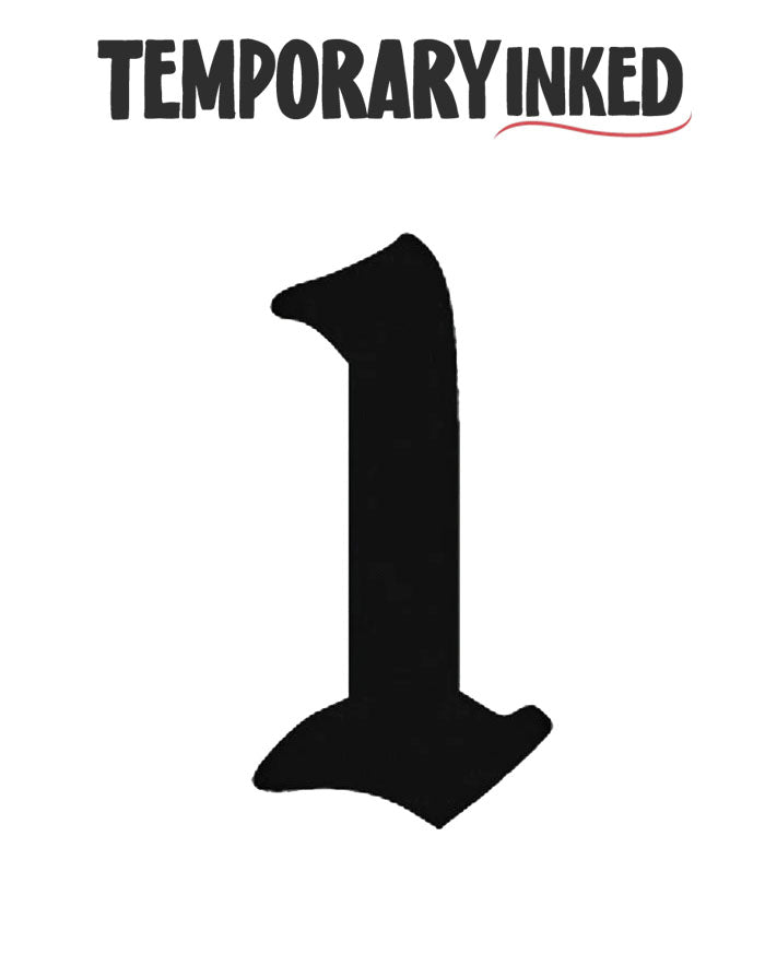 1 Number Temporary Tattoo by TemporaryInked.com | Create Your Own Number Tattoo
