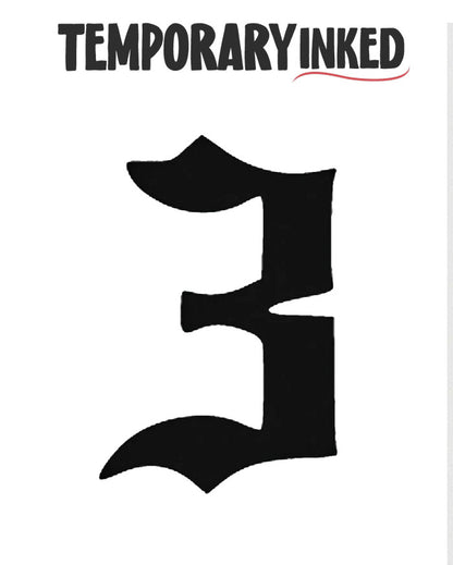 3 Number Temporary Tattoo by TemporaryInked.com | Create Your Own Number Tattoo