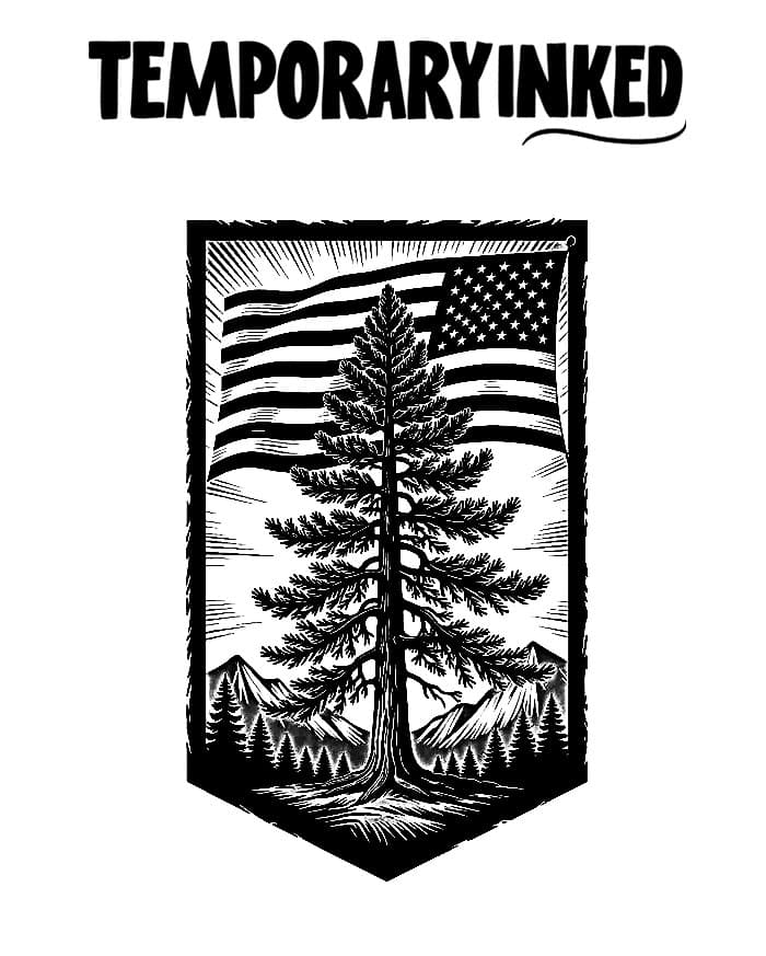 American Tree Frame Tattoo