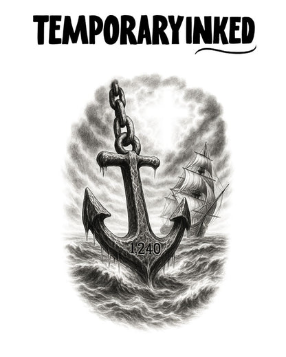 Anchor Ship Cross Tattoo