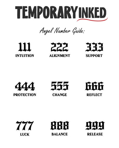 Angel Number Guide - Create Your Own Tattoo at TemporaryInked.com