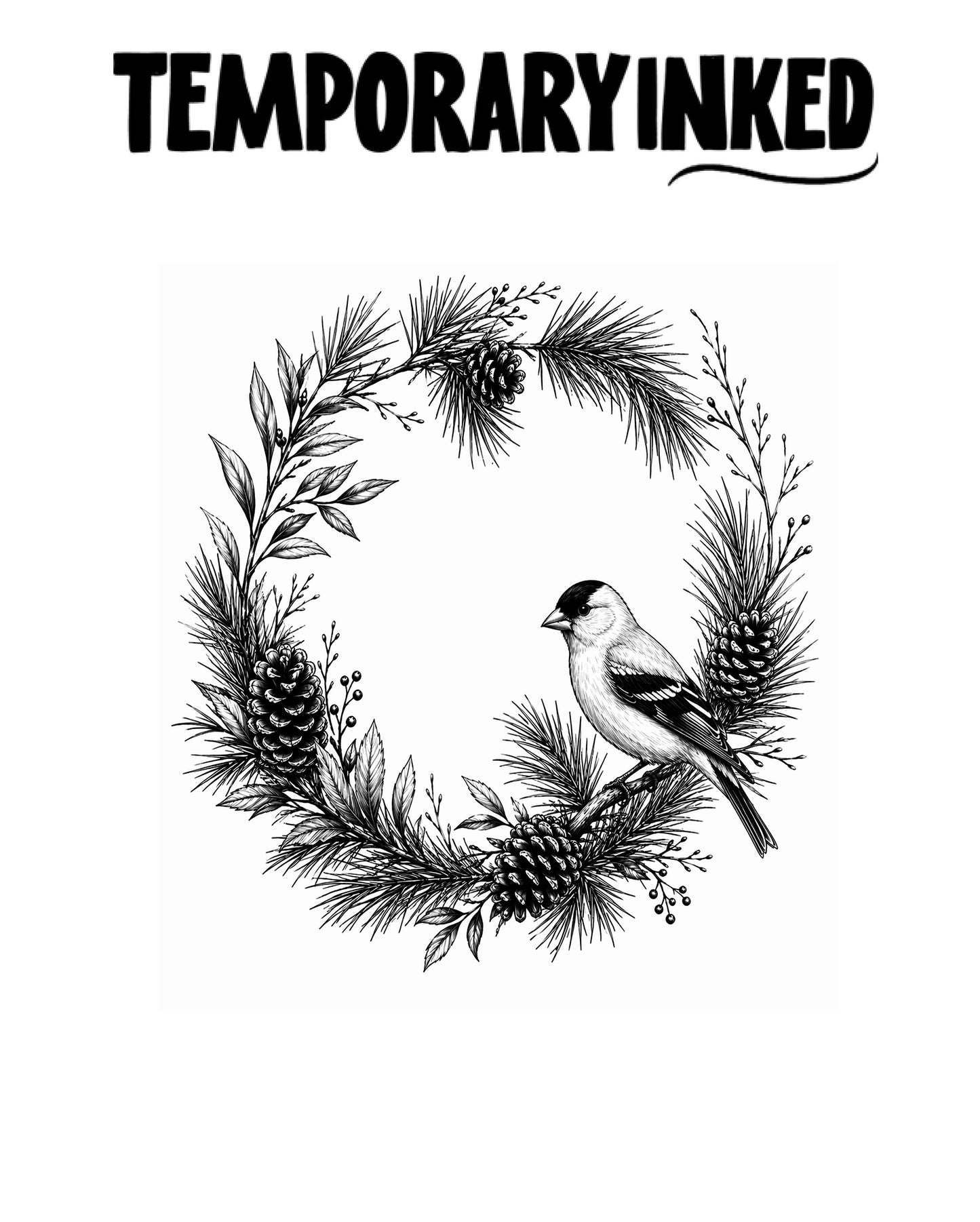 Bird Wreath Medium Tattoo