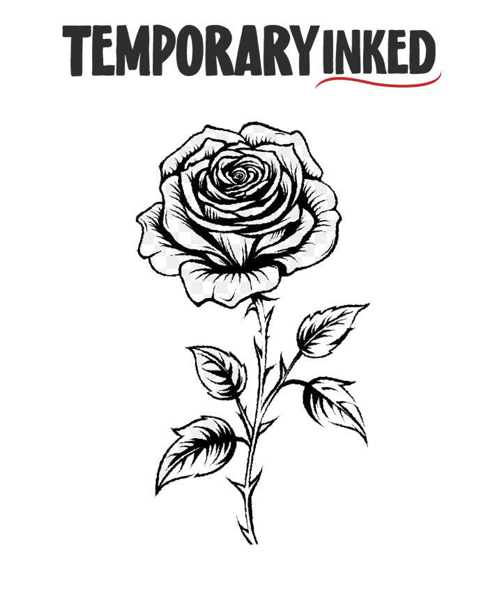 Single Rose Tattoo by TemporaryInked.com