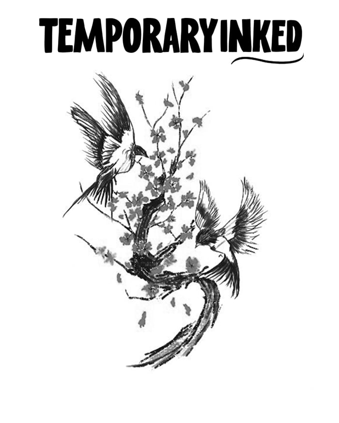 Cherry Blossom Birds Tattoo