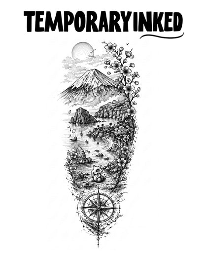 Cherry Blossom Mountain Tattoo
