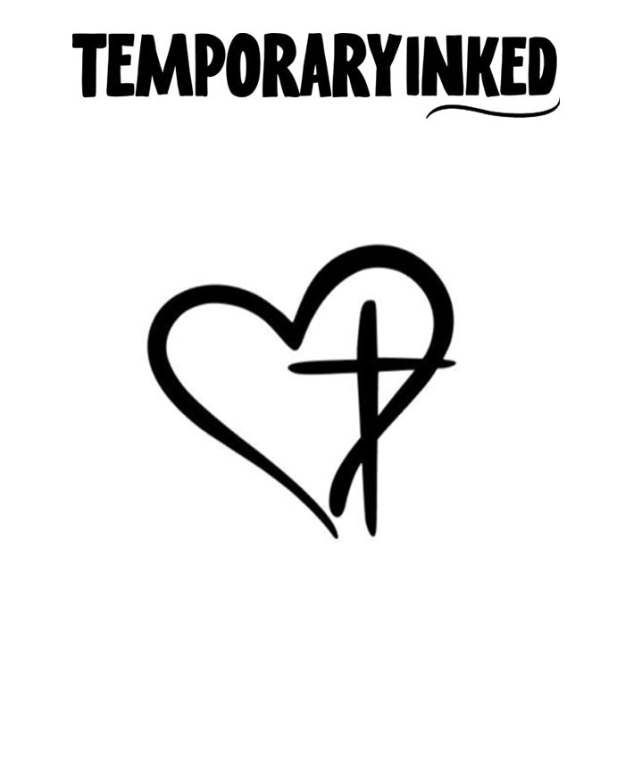 Cross & Heart Small Tattoo