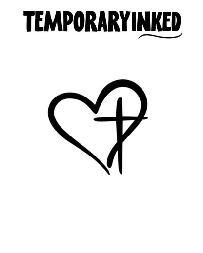 Cross & Heart Small Tattoo