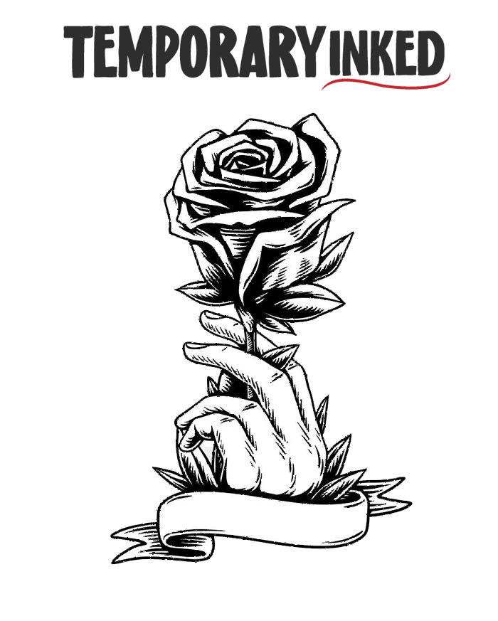 Delicate Rose Tattoo by TemporaryInked.com