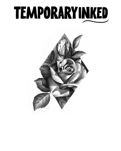 Diamond Framed Rose Tattoo