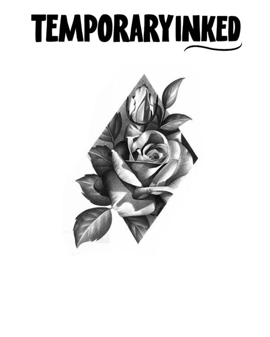 Diamond Framed Rose Tattoo