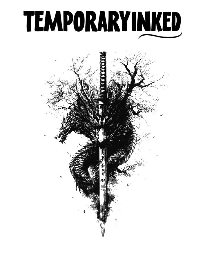 Dragon Sakura Blade Tattoo