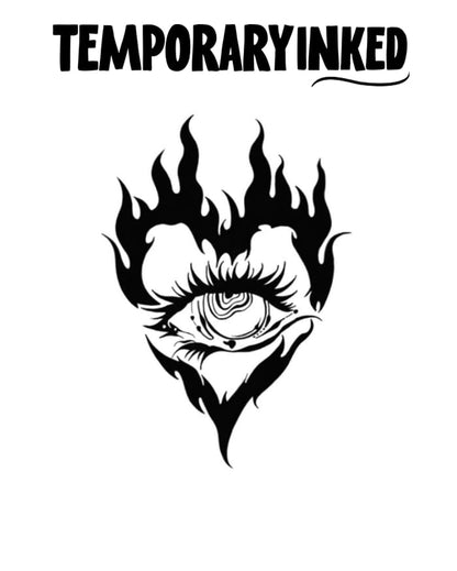 Fiery Eye in Heart Tattoo