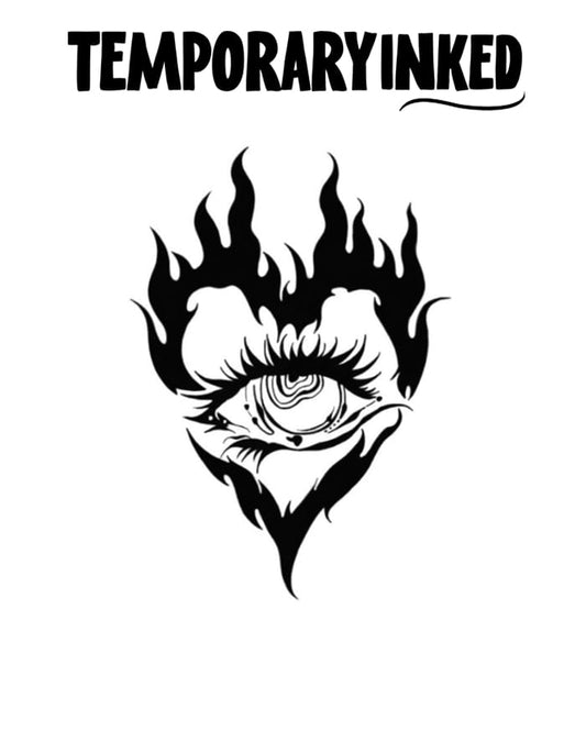 Fiery Eye in Heart Tattoo