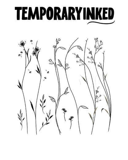 Fine Line Floral Pack Tattoo
