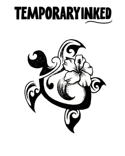 Floral Turtle Tattoo