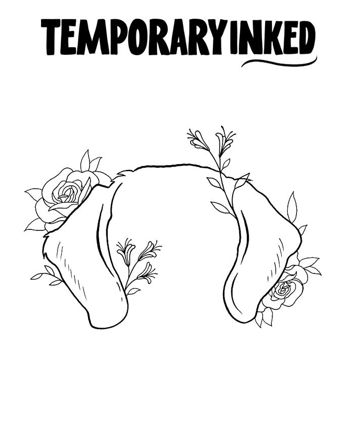 Floral Dog Ears Tattoo
