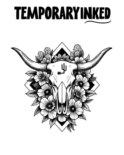 Floral & Horns Tattoo