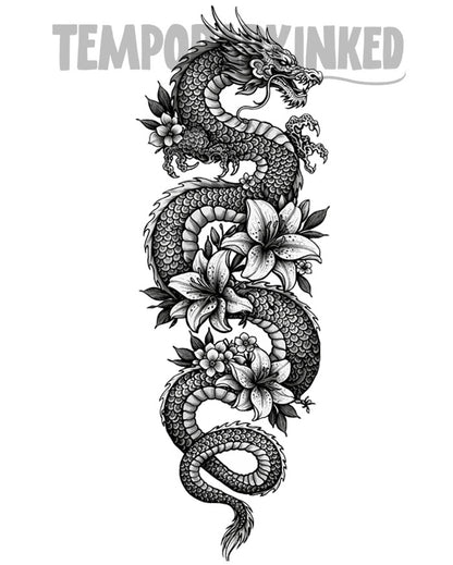 Floral Dragon XL Tattoo