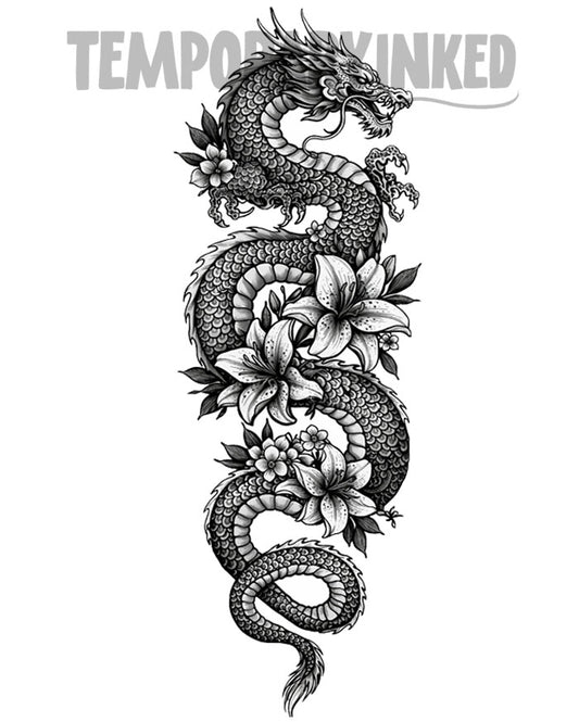 Floral Dragon XL Tattoo