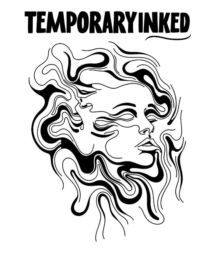 Fluid Line Art Woman Tattoo