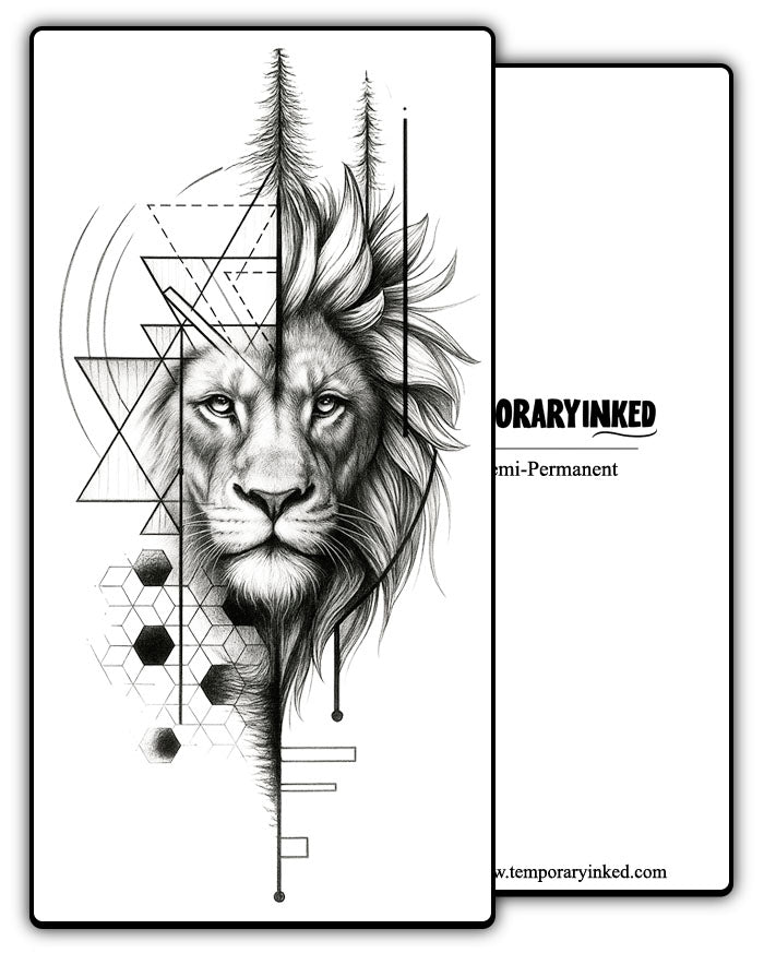 Geometric Lion Head Tattoo