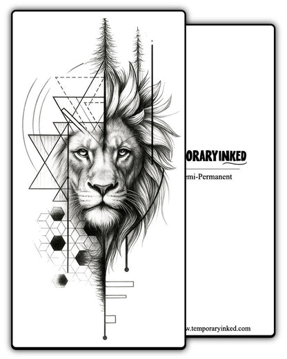 Geometric Lion Head Tattoo