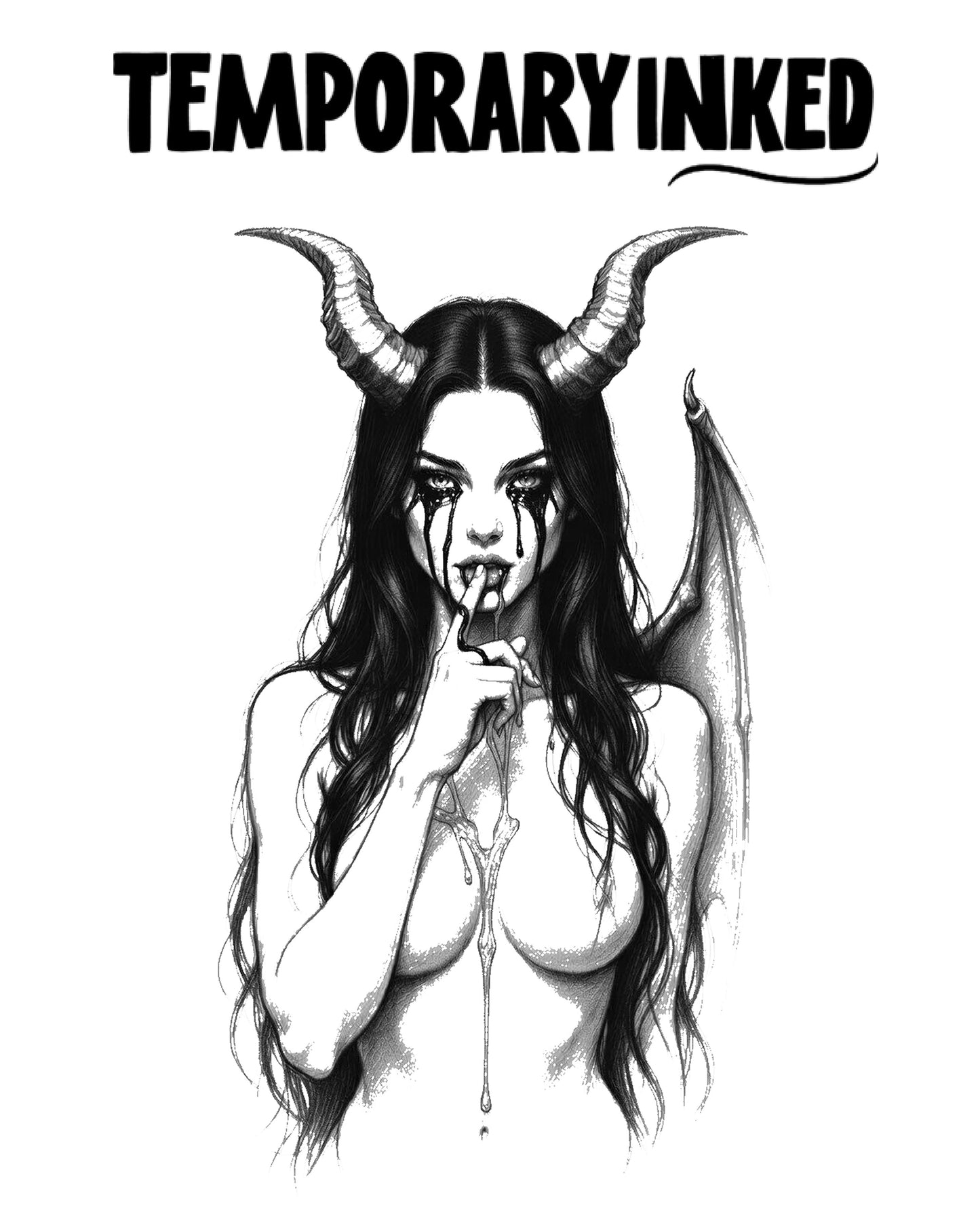 Horned Succubus Sketch Tattoo