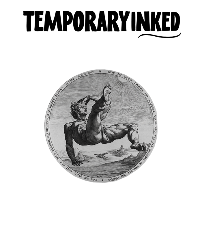 Icarus Descending Round Tattoo