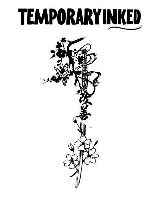 Katana Blossoms Tattoo