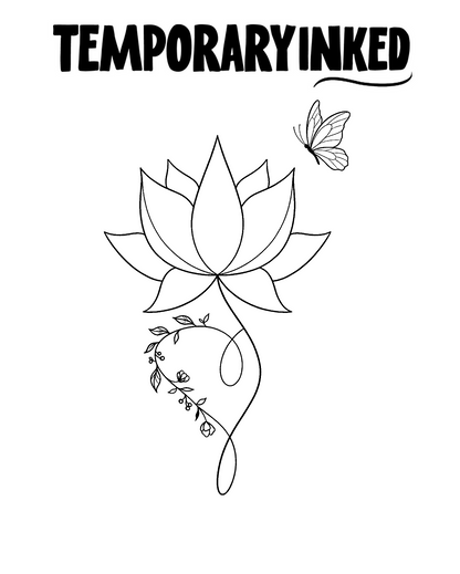 Lotus and Butterfly Vine Tattoo