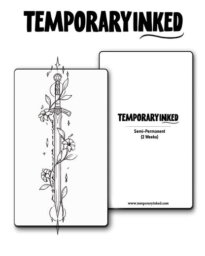 Minimal Blade & Bloom Tattoo