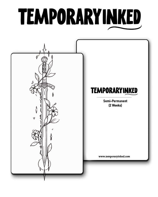 Minimal Blade & Bloom Tattoo