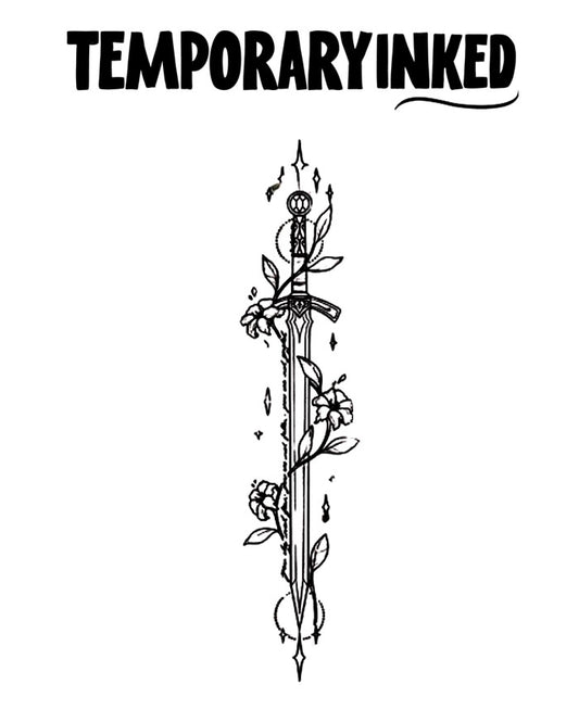 Minimal Blade & Bloom Tattoo
