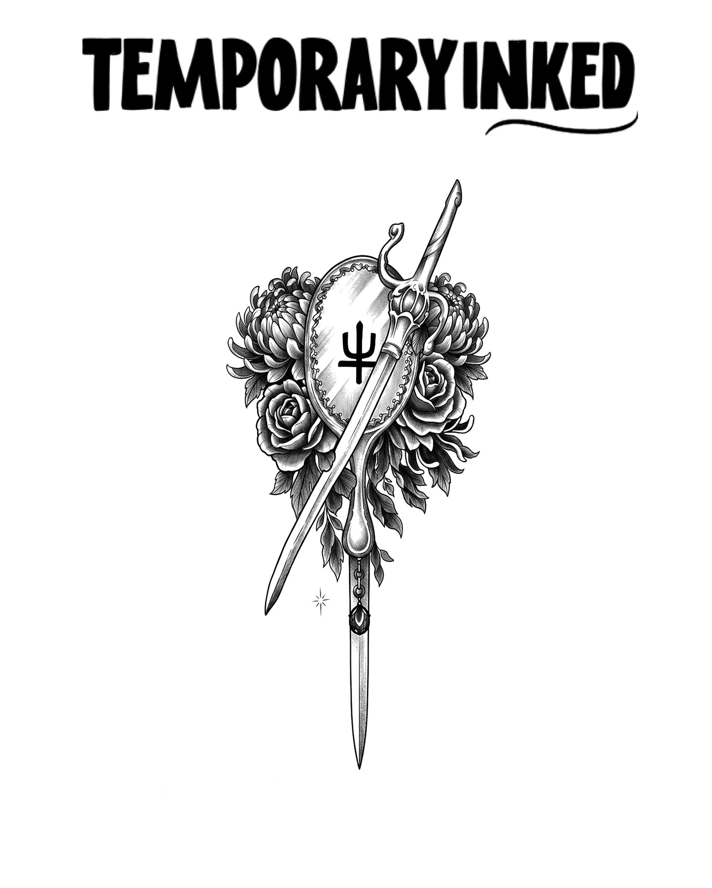 Neptune Mirror And Sword Tattoo