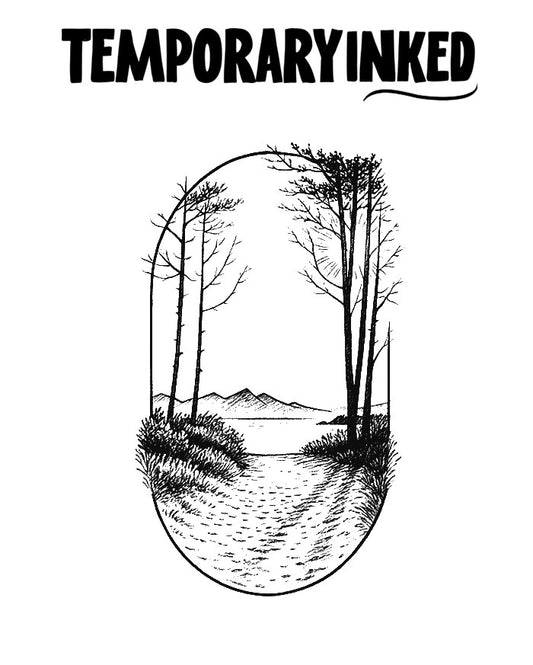 Oval Scenery Portrait Tattoo