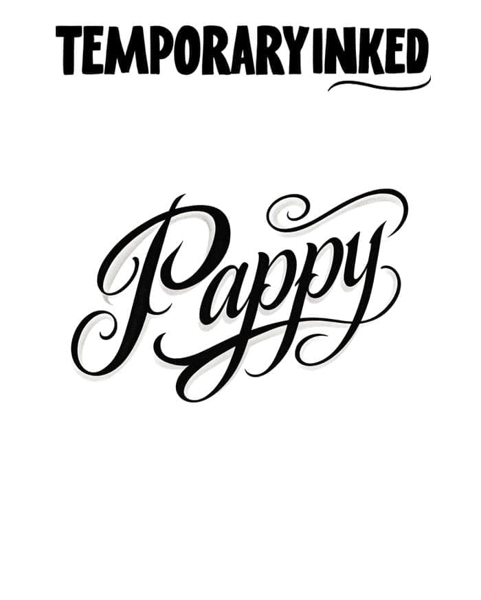 Pappy Large Text Tattoo
