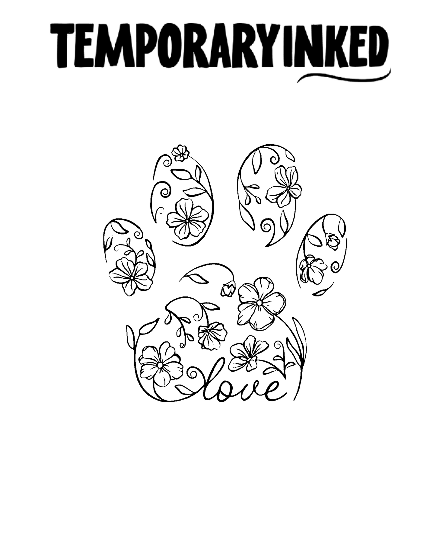 Petals And Vines Paw Tattoo
