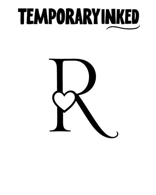 R Heart Letter Tattoo