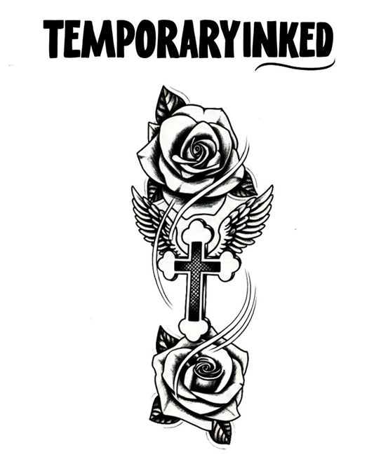 Rose & Cross Forearm Tattoo