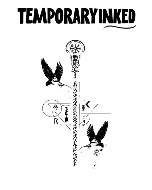 Runic Flight Large Tattoo