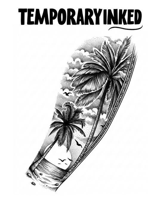 Sea Birds And Palm Tattoo