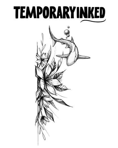 Shark and Blossom Tattoo