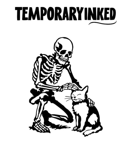 Skeleton & Cat Tattoo