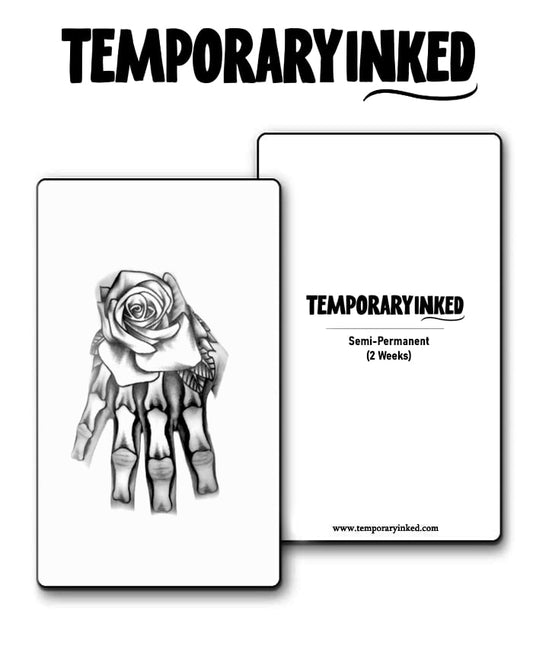 Small Skeleton & Rose Tattoo