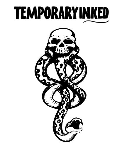 Skull And Coiling Snake Tattoo