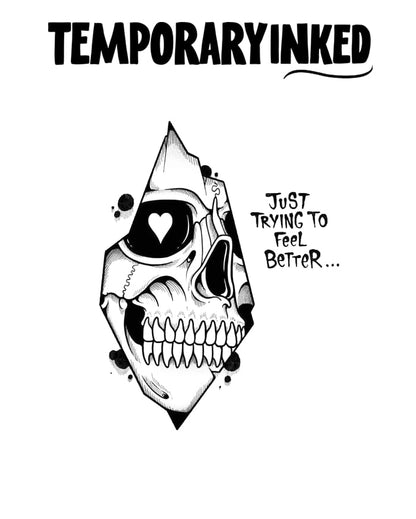 Skull Trying To Feel Better Tattoo