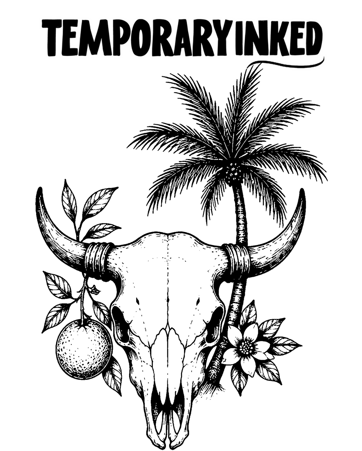 Skull And Tropical Tattoo
