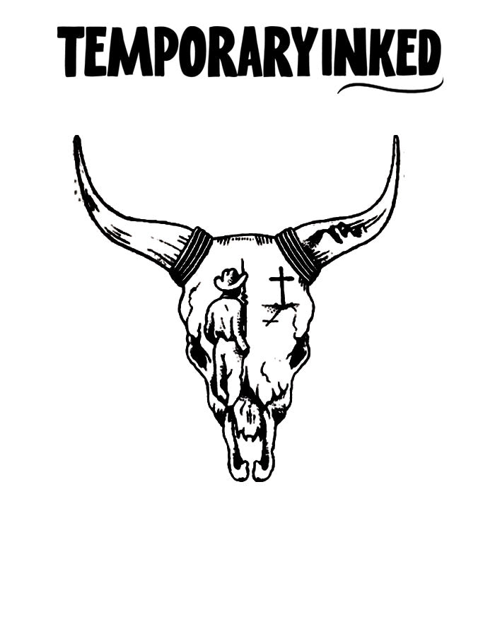 Small Bull Skull & Cowboy Tattoo