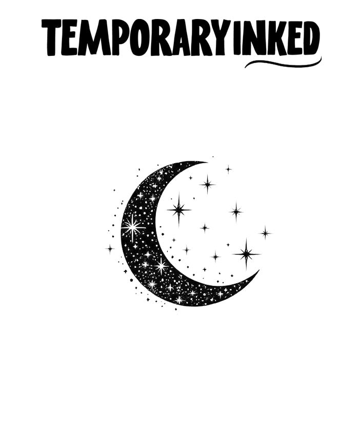 Starry Crescent Moon Tattoo